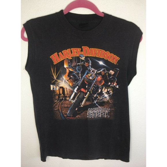 Vintage 1988 Harley Davidson 3D Emblem Tank Top M - Picture 1 of 5